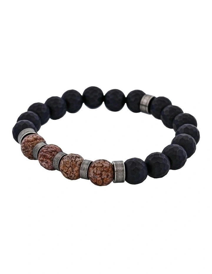 Neo Earth Hematite and Agate Beaded Bracelet in Multi image 4