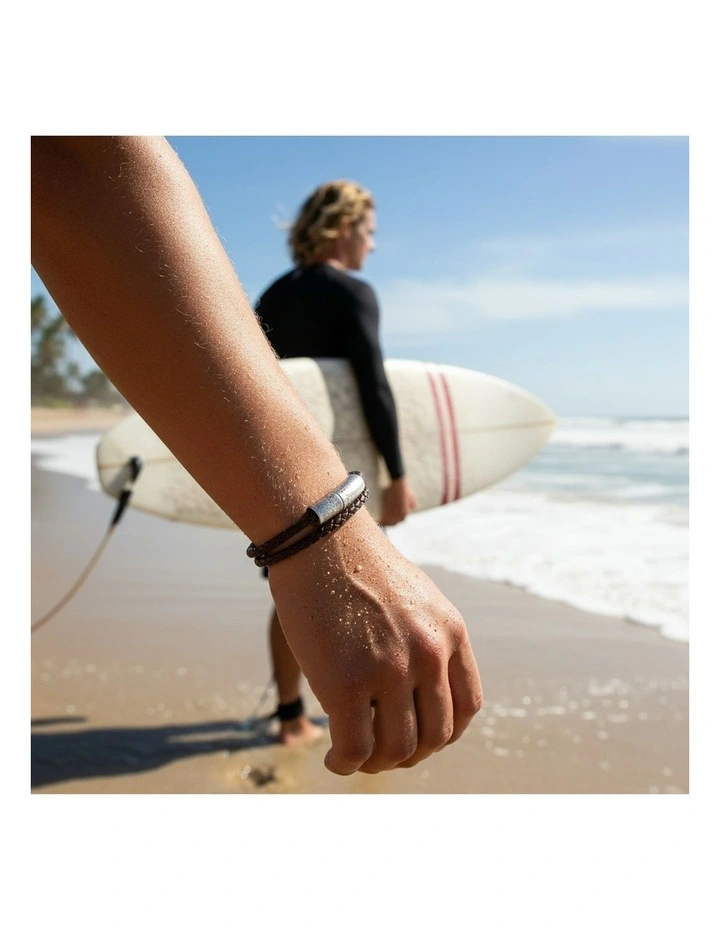 Fallout Multi Strand Leather Bracelet in Brown image 2