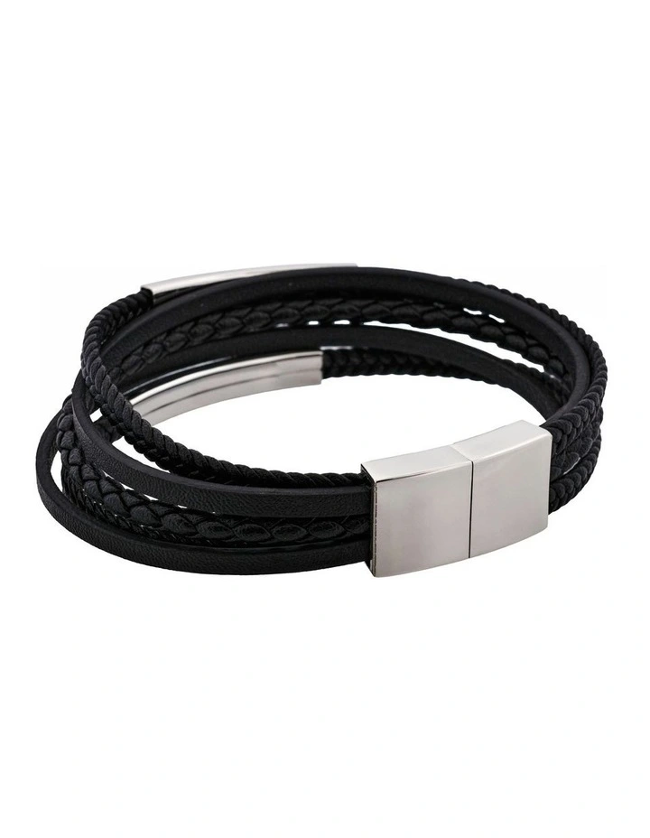 Sierra Multi-Strand Leather Bracelet in Black image 3
