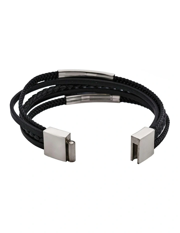 Sierra Multi-Strand Leather Bracelet in Black image 4