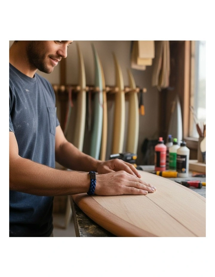 Classic Marine Leather Bracelet in Navy image 2