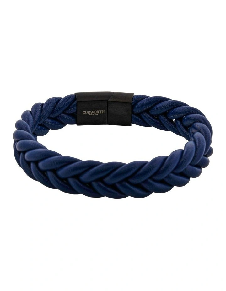 Classic Marine Leather Bracelet in Navy image 5