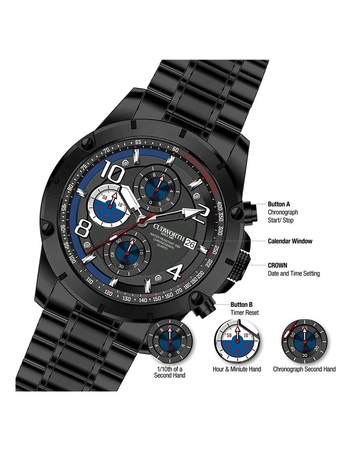 Velocity Chronograph Watch in Black image 3