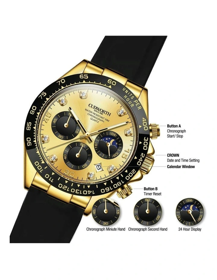 Apex Chronograph Watch in Gold image 3