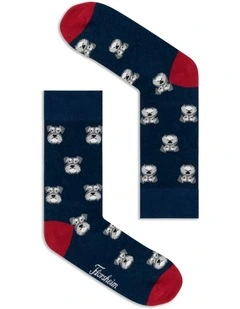 Schnauzer Cotton Socks in Navy