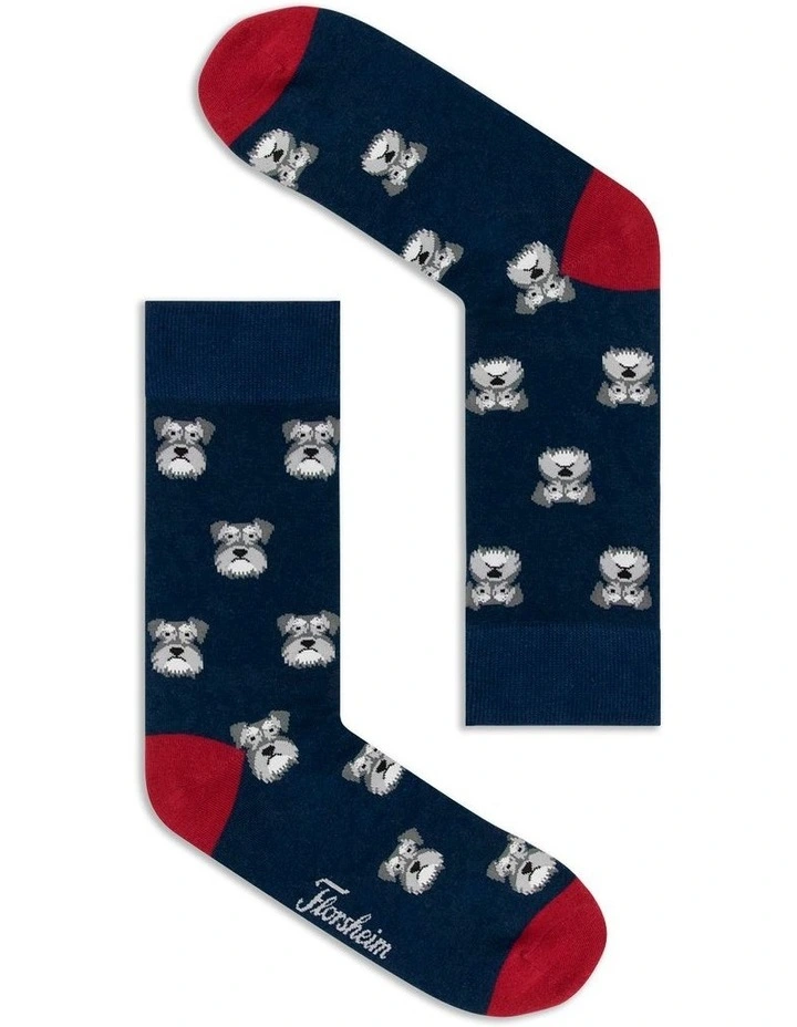 Schnauzer Cotton Socks in Navy image 1