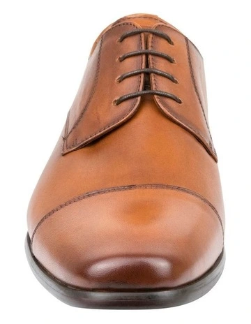Cross Cap Toe Derby Shoes in Tan