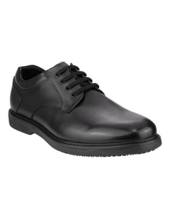 Raptor Plain Toe Derby Shoes in Black