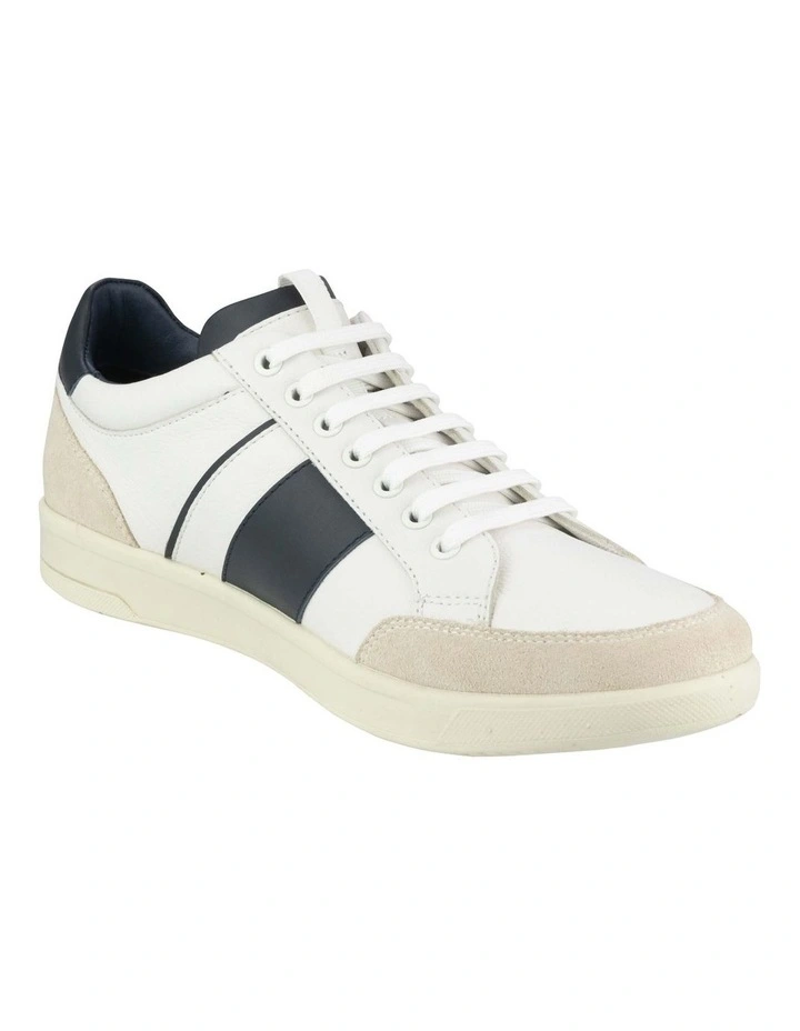 Crosscourt Lace to Toe Sneaker in White/ Navy image 1