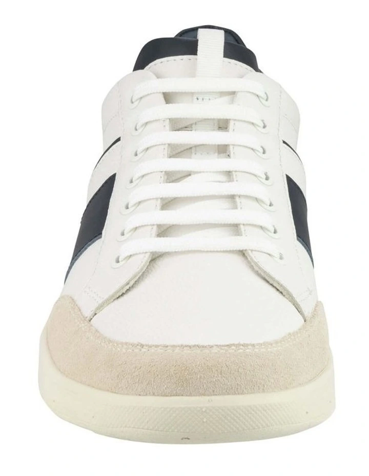 Crosscourt Lace to Toe Sneaker in White/ Navy image 2