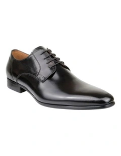 Kabul Plain Toe Derby Shoes in Black