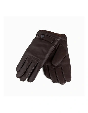 Silver Stud Tab Touch Screen Glove in Chocolate