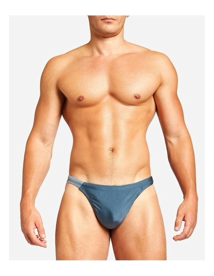 Bass Mesh Swim Thong in Steel Blue image 1