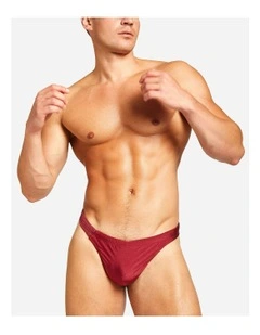 Bass Mesh Swim Thong in Burgundy
