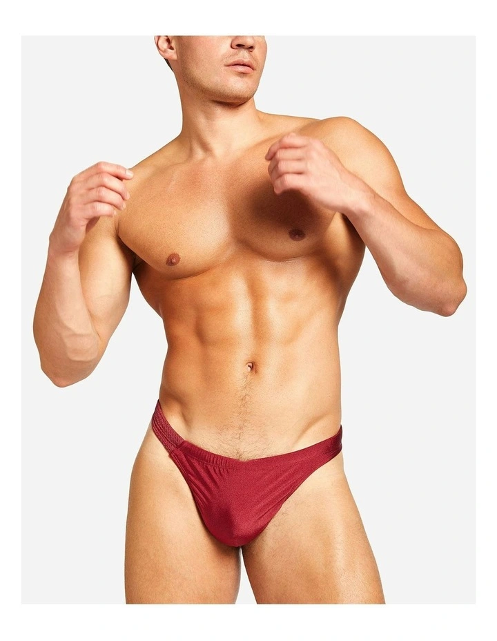 Bass Mesh Swim Thong in Burgundy image 1