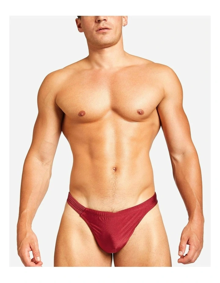 Bass Mesh Swim Thong in Burgundy image 2