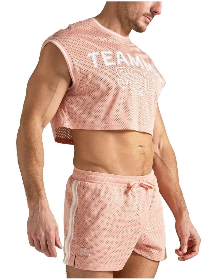 S.S.C. Fraternity Crop Muscle Tank in Dusty Pink image 3