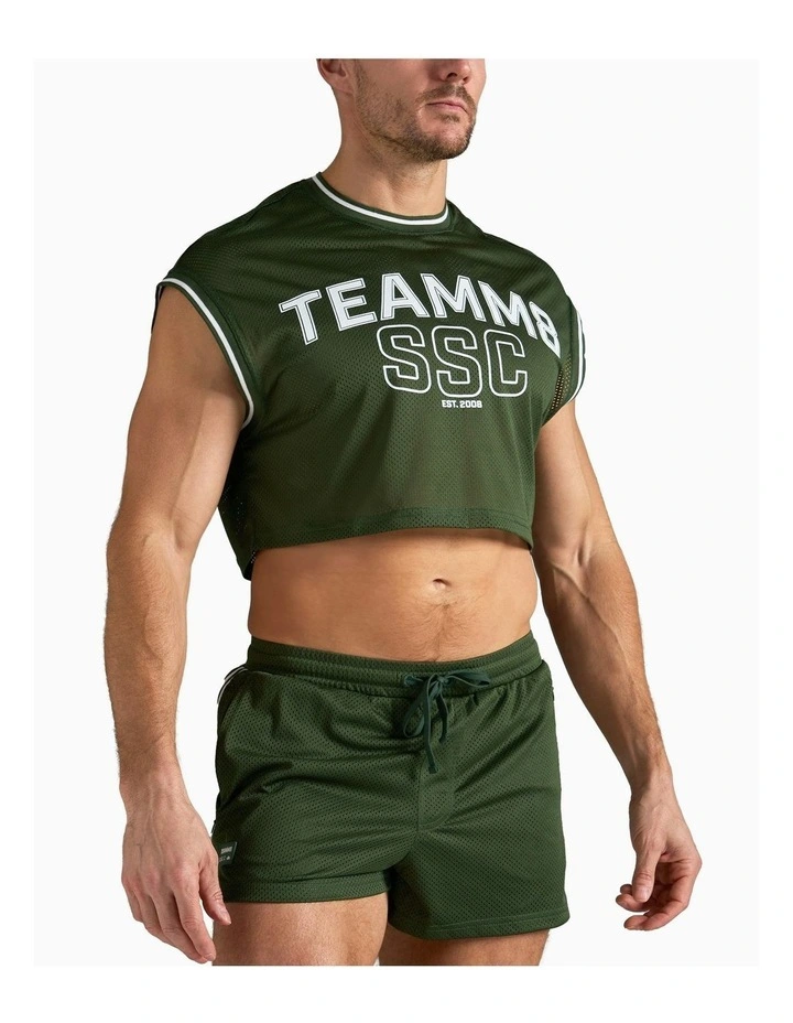 S.S.C. Fraternity Crop Muscle Tank in Forest Green image 3