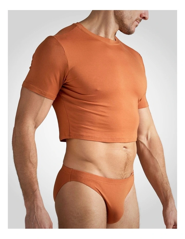 Body Bamboo Crop Tee in Bronze image 3