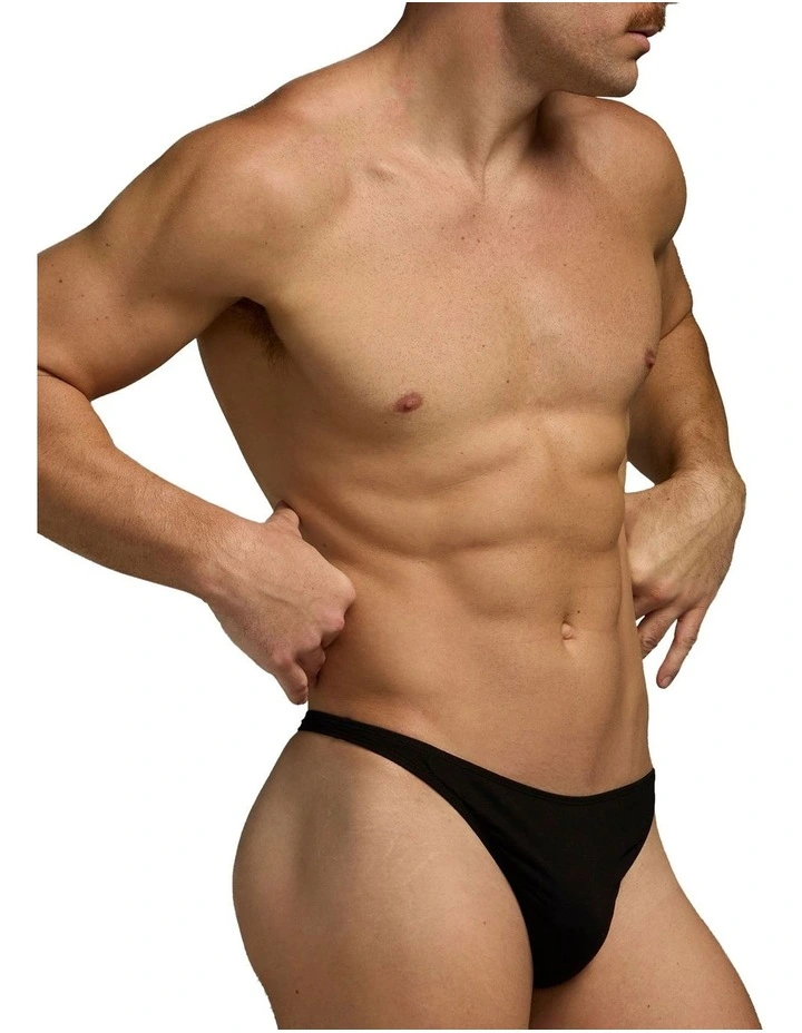 Flirt Cotton Thong in Black image 3