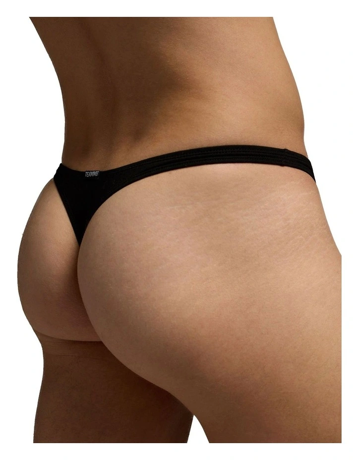Flirt Cotton Thong in Black image 4
