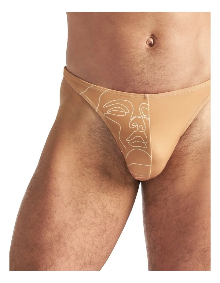 Kouros Swim Thong in Beige image 4