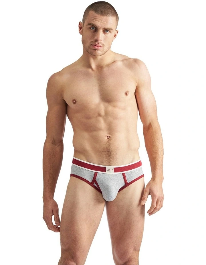 Most Valuable Player Ribbed Brief in Grey Marle image 1