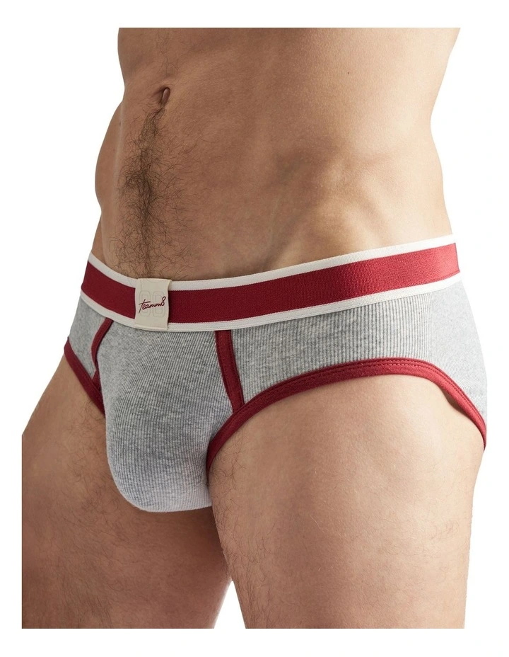 Most Valuable Player Ribbed Brief in Grey Marle image 4
