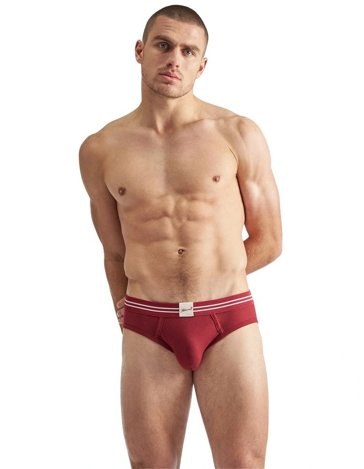 Most Valuable Player Ribbed Brief in Maroon image 1