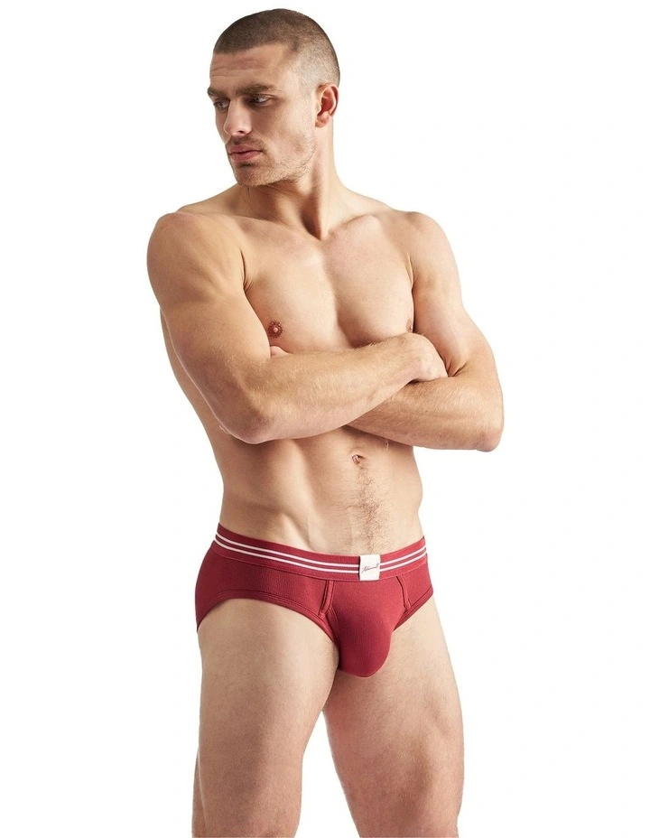 Most Valuable Player Ribbed Brief in Maroon image 3