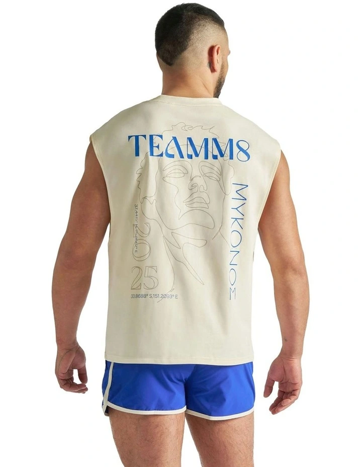 Mykonos Box Muscle Tank in Cream image 2