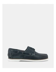 Sail Leather Boat Shoes in Navy