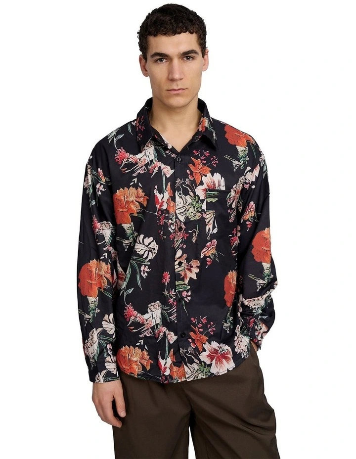 Sayer Flower Shirt in Black image 1