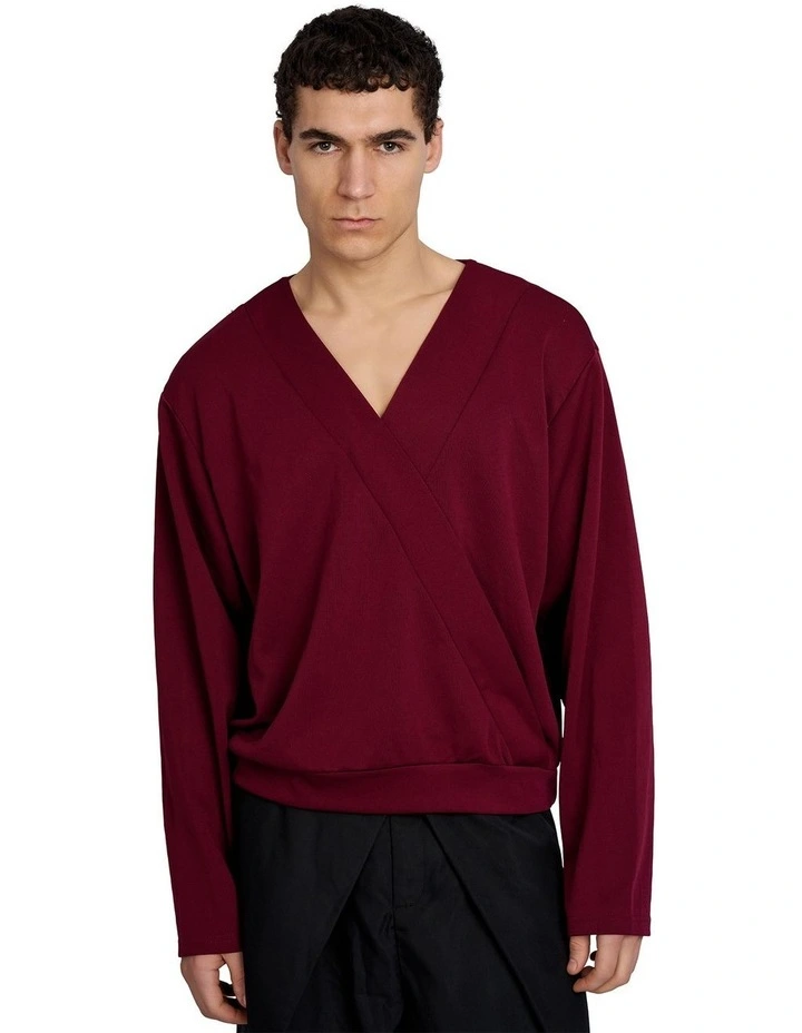 Harvey Crossover V-Neck Top in Red image 1