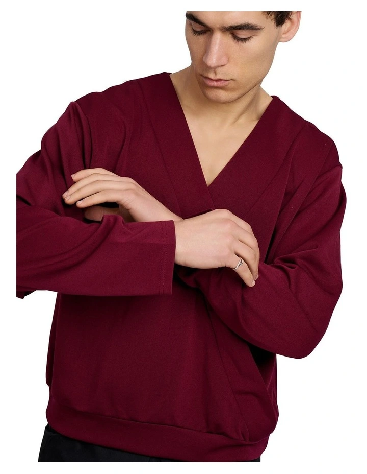 Harvey Crossover V-Neck Top in Red image 4