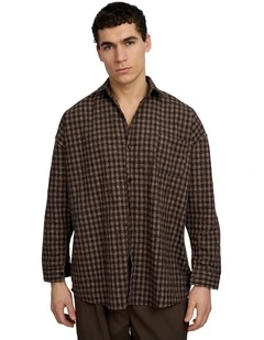 Hepburn Plaid Loose Shirt in Brown