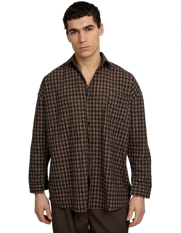 Hepburn Plaid Loose Shirt in Brown image 1