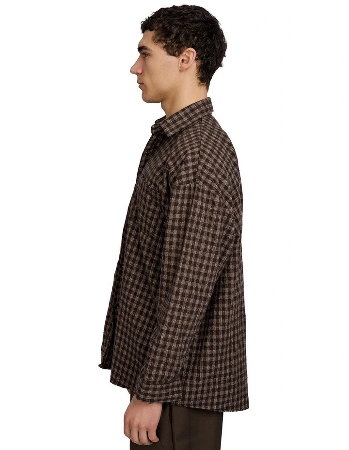 Hepburn Plaid Loose Shirt in Brown image 3
