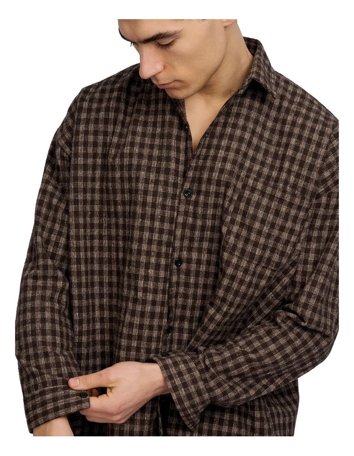 Hepburn Plaid Loose Shirt in Brown image 4
