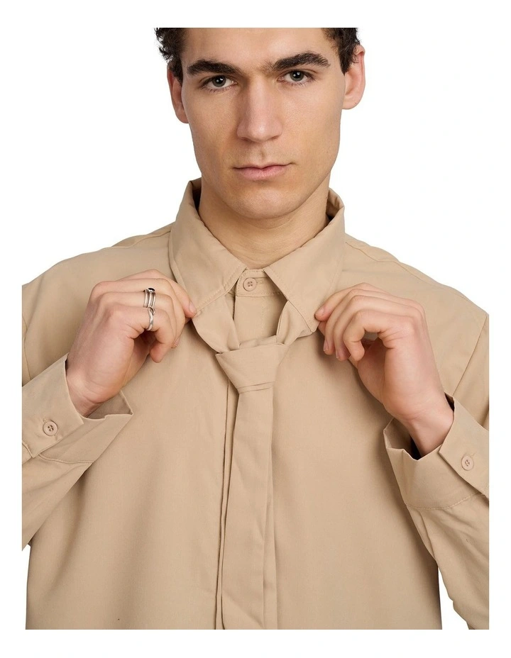 Spencer Tie Up Shirt in Khaki image 4