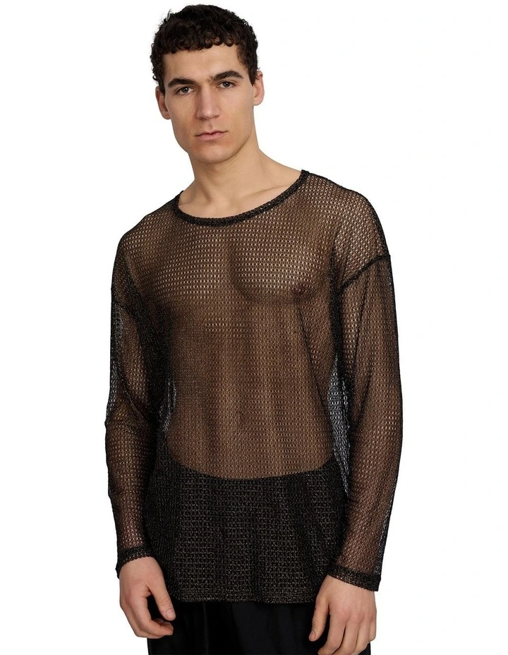 Troye Mesh Tee Top in Black image 1