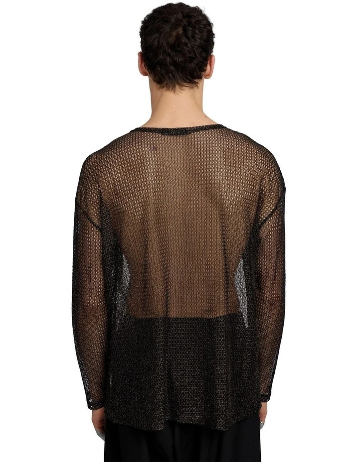 Troye Mesh Tee Top in Black image 2