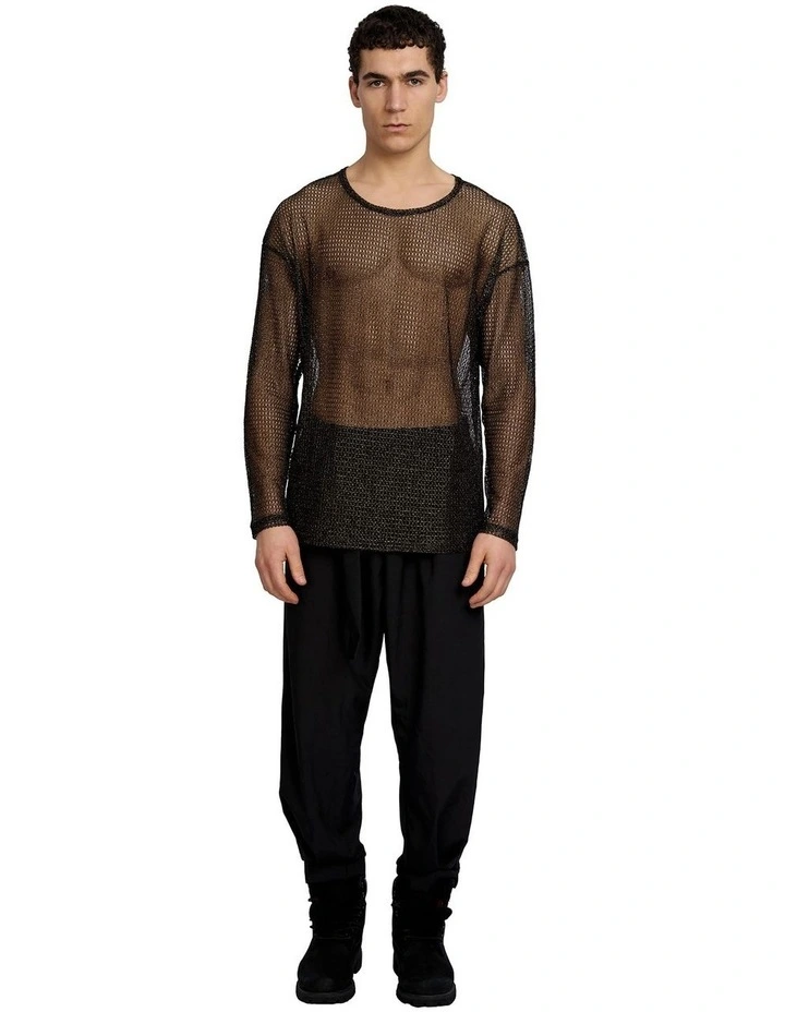 Troye Mesh Tee Top in Black image 5