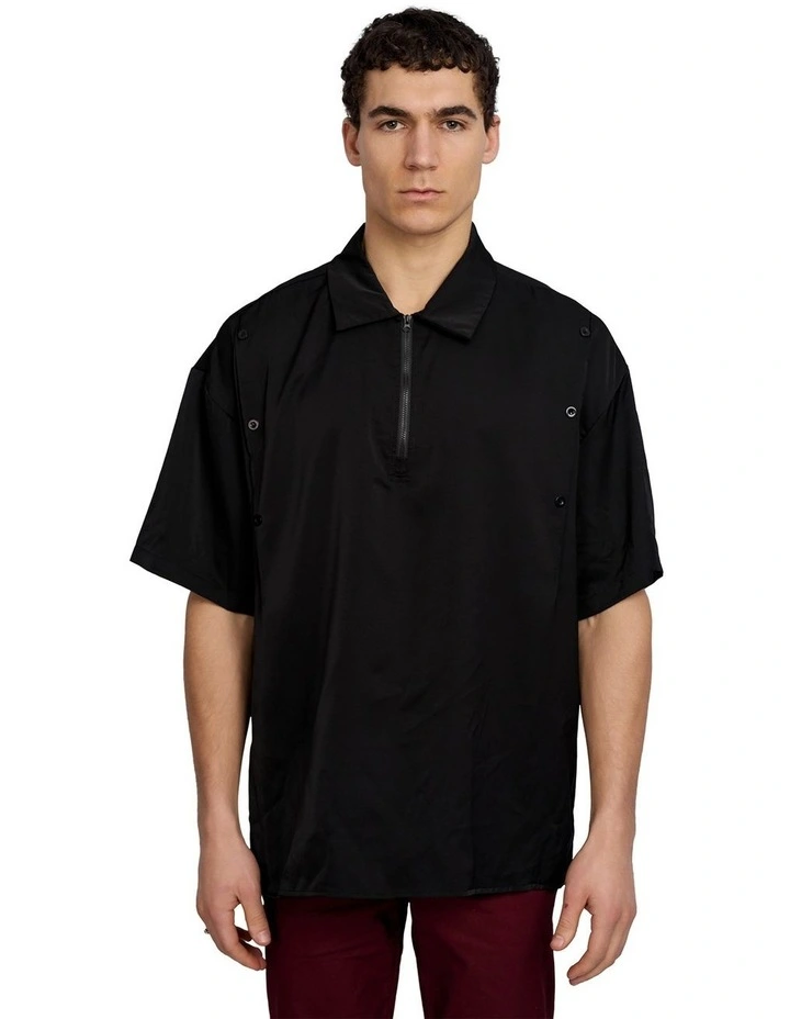 Zander Short Sleeve Zip Shirt in Black image 1