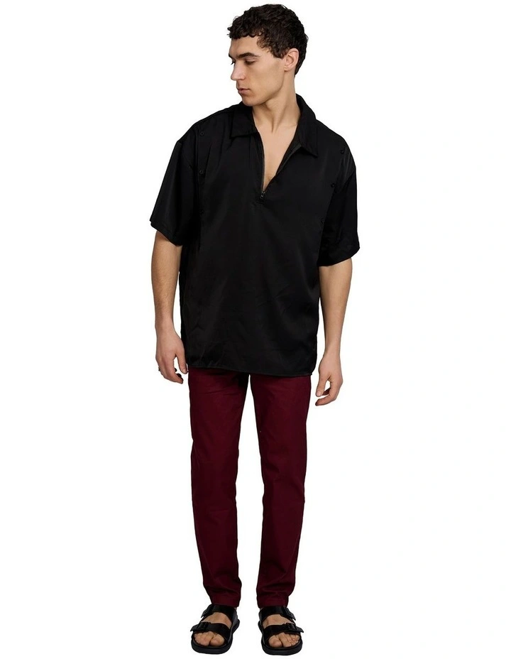 Zander Short Sleeve Zip Shirt in Black image 5