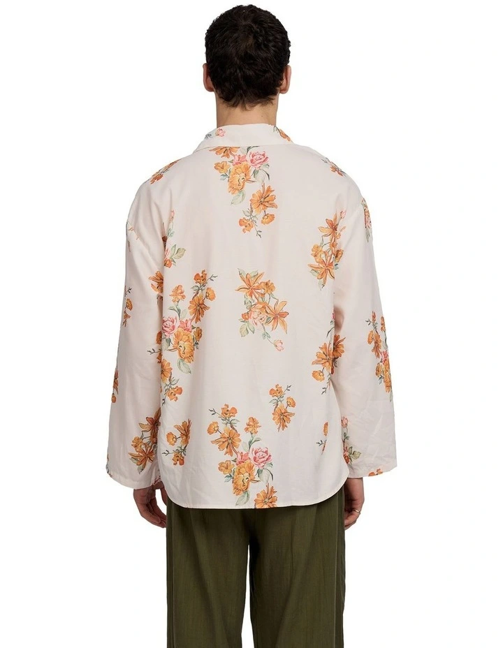 Aura Floral Open Sleeve Shirt in Beige image 2