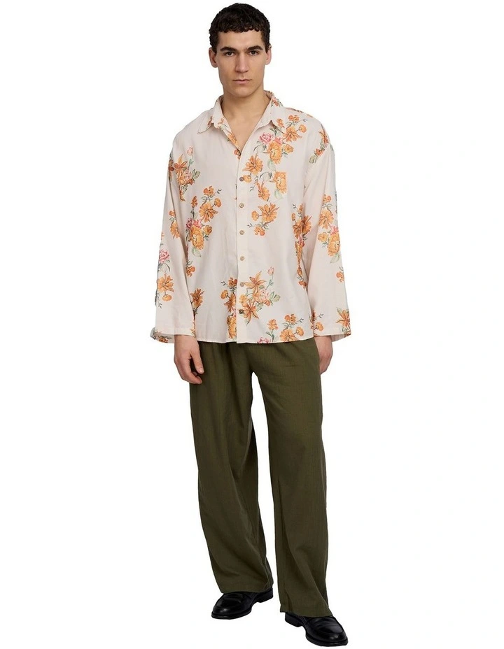 Aura Floral Open Sleeve Shirt in Beige image 5