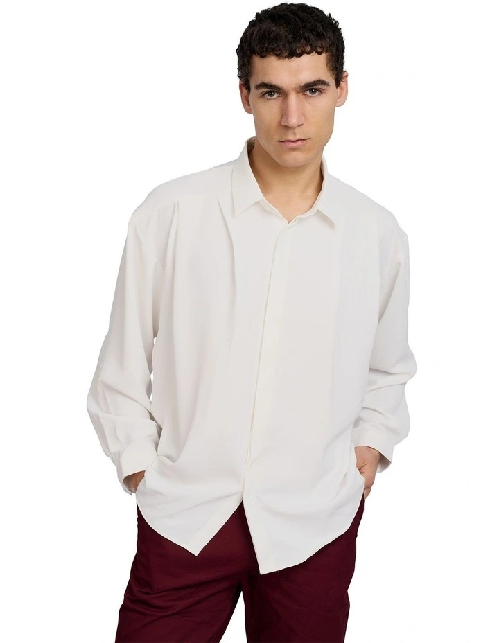 Lucien Pleated Shirt in White image 1