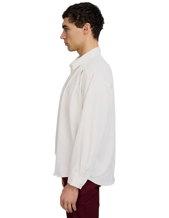 Lucien Pleated Shirt in White image 3