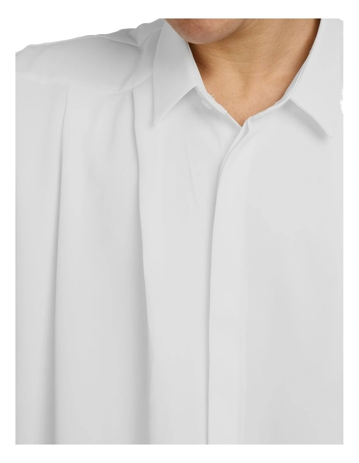 Lucien Pleated Shirt in White image 4
